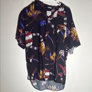 Guess Blue and Black Short Sleeve Polo Button Down Shirt